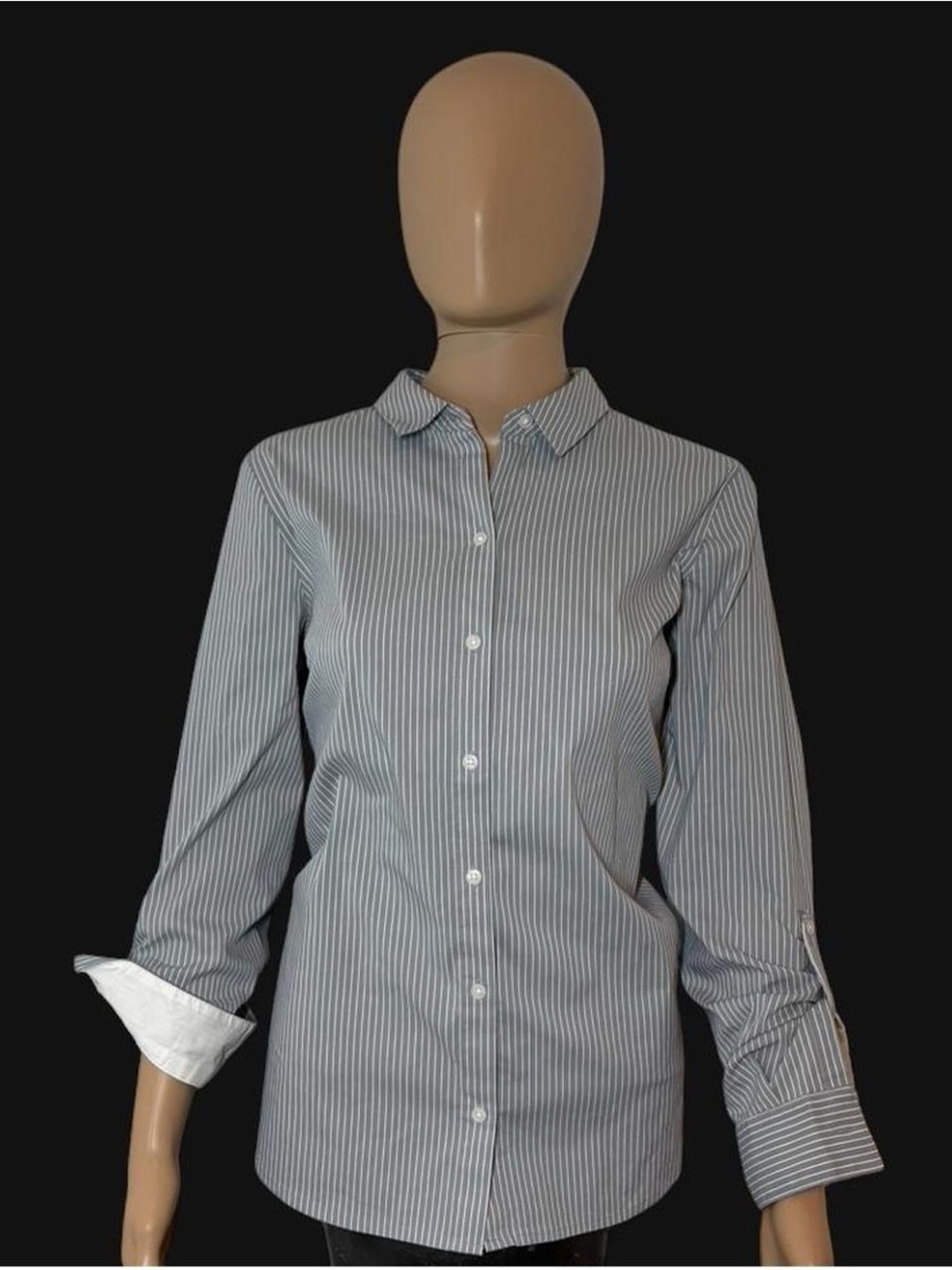 Apt. 9 Women's Blue and White Pinstripe Button-Down Shirt